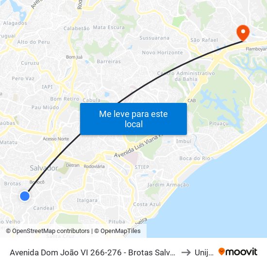 Avenida Dom João VI 266-276 - Brotas Salvador - Ba 40285-001 Brasil to Unijorge map