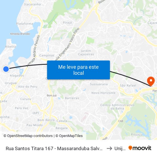 Rua Santos Titara 167 - Massaranduba Salvador - Ba 40435-480 Brasil to Unijorge map
