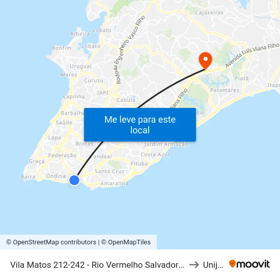 Vila Matos 212-242 - Rio Vermelho Salvador - Ba 41950-740 Brasil to Unijorge map