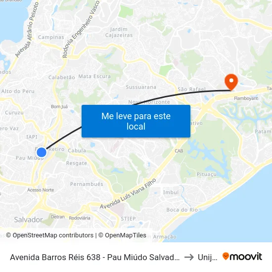 Avenida Barros Réis 638 - Pau Miúdo Salvador - Ba 40310-010 Brasil to Unijorge map