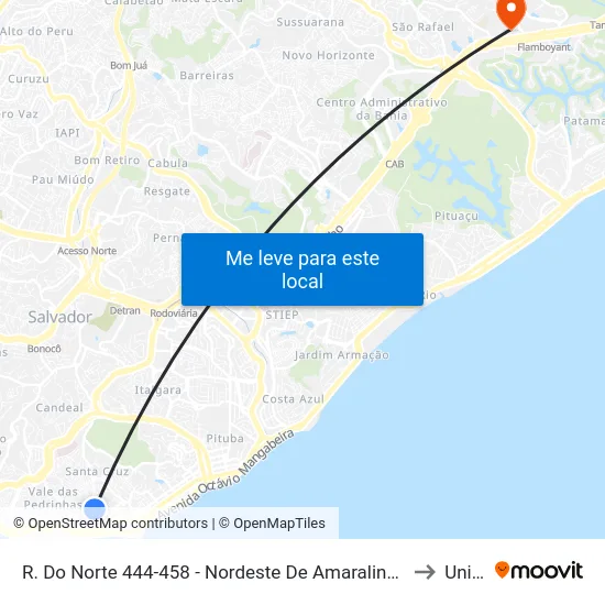 R. Do Norte 444-458 - Nordeste De Amaralina Salvador - Ba 41905-001 Brasil to Unijorge map