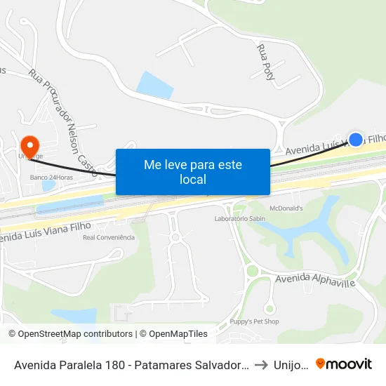 Avenida Paralela 180 - Patamares Salvador - Ba Brasil to Unijorge map