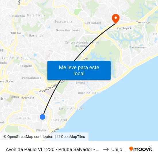 Avenida Paulo VI 1230 - Pituba Salvador - Ba Brasil to Unijorge map