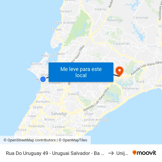 Rua Do Uruguay 49 - Uruguai Salvador - Ba 40450-211 Brasil to Unijorge map