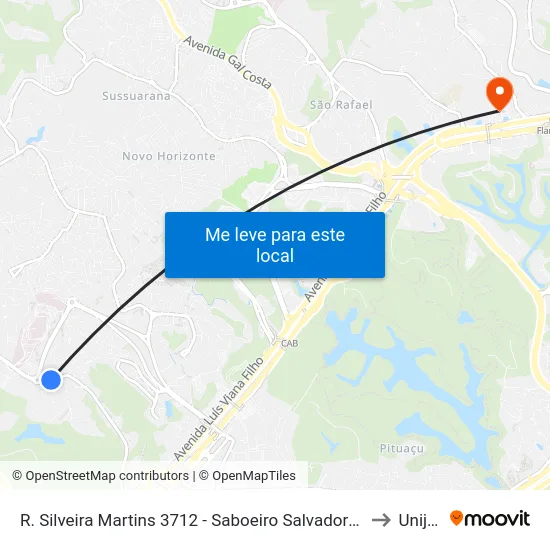 R. Silveira Martins 3712 - Saboeiro Salvador - Ba 40301-015 Brasil to Unijorge map