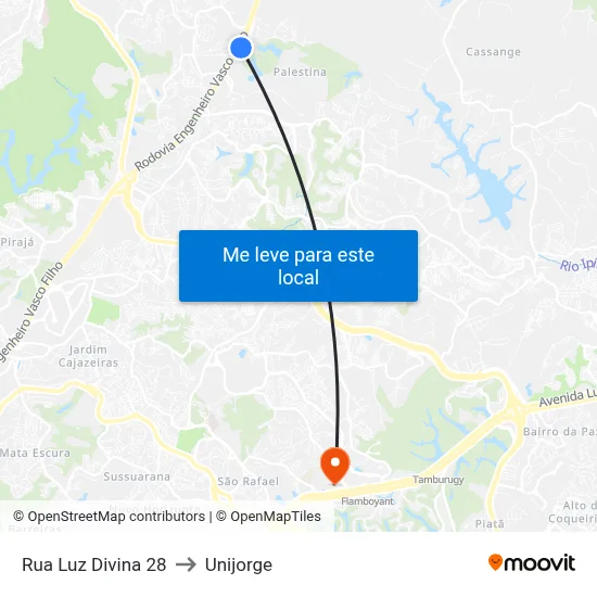 Rua Luz Divina 28 to Unijorge map