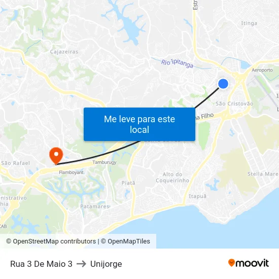 Rua 3 De Maio 3 to Unijorge map