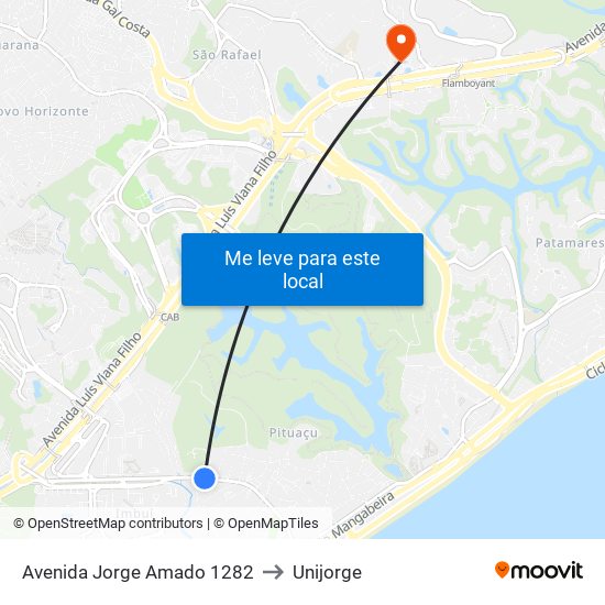 Avenida Jorge Amado 1282 to Unijorge map