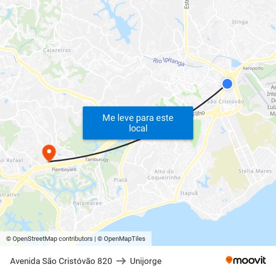 Avenida São Cristóvão 820 to Unijorge map