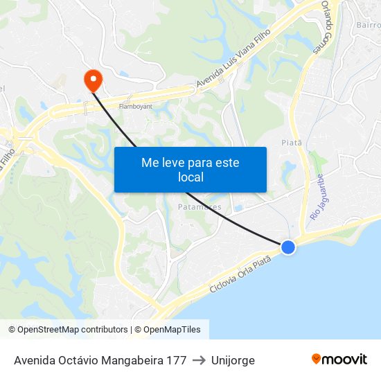 Avenida Octávio Mangabeira 177 to Unijorge map