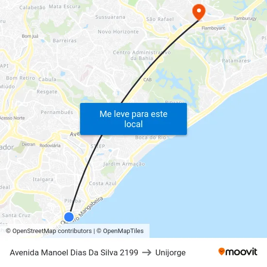 Avenida Manoel Dias Da Silva 2199 to Unijorge map