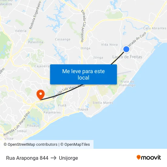 Rua Araponga 844 to Unijorge map