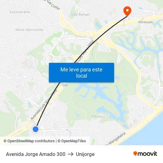 Avenida Jorge Amado 300 to Unijorge map