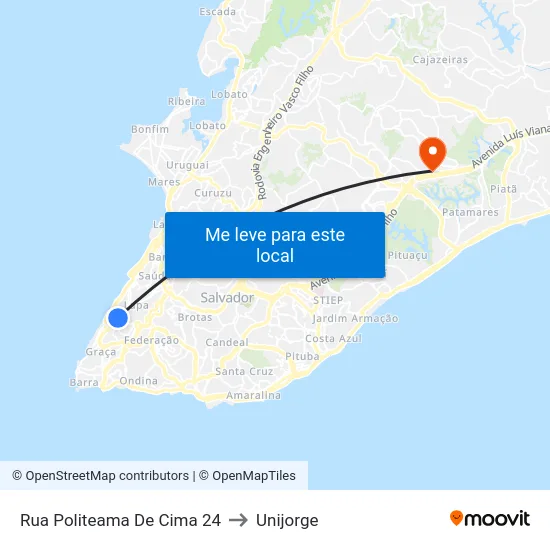 Rua Politeama De Cima 24 to Unijorge map