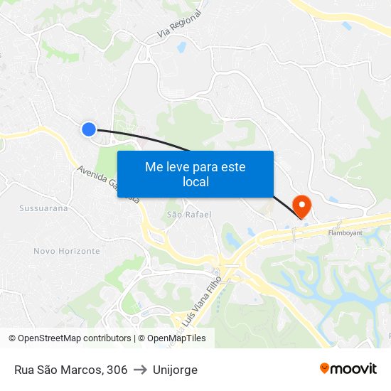 Rua São Marcos, 306 to Unijorge map