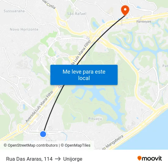 Rua Das Araras, 114 to Unijorge map