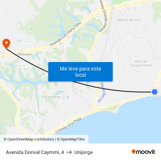 Avenida Dorival Caymmi, 4 to Unijorge map