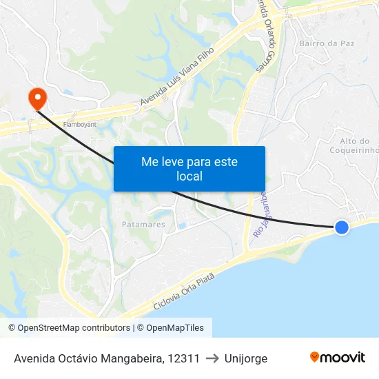 Avenida Octávio Mangabeira, 12311 to Unijorge map