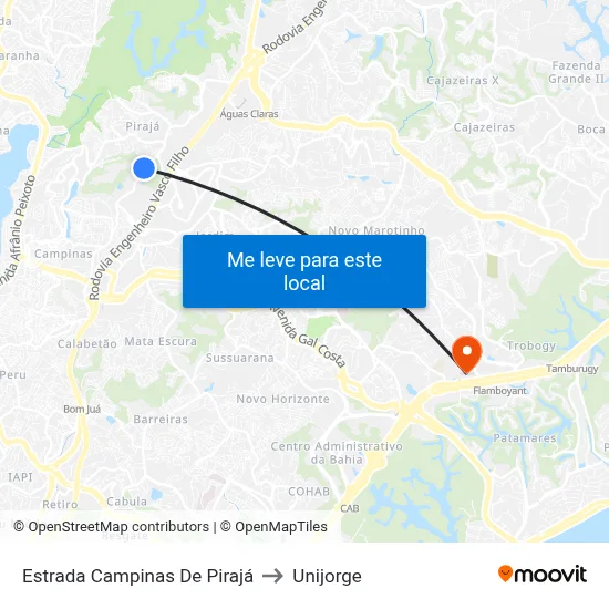 Estrada Campinas De Pirajá to Unijorge map