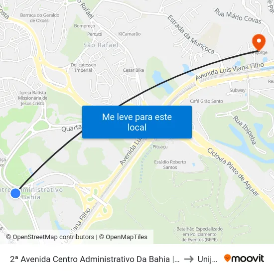2ª Avenida Centro Administrativo Da Bahia | Saeb / Sac / Setre to Unijorge map