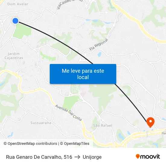 Rua Genaro De Carvalho, 516 to Unijorge map