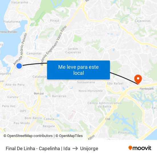 Final De Linha - Capelinha | Ida to Unijorge map