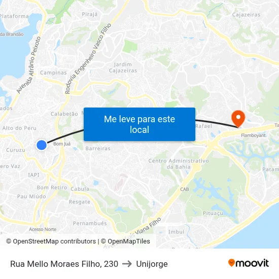Rua Mello Moraes Filho, 230 to Unijorge map