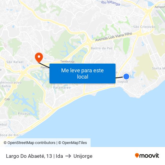 Largo Do Abaeté, 13 | Ida to Unijorge map