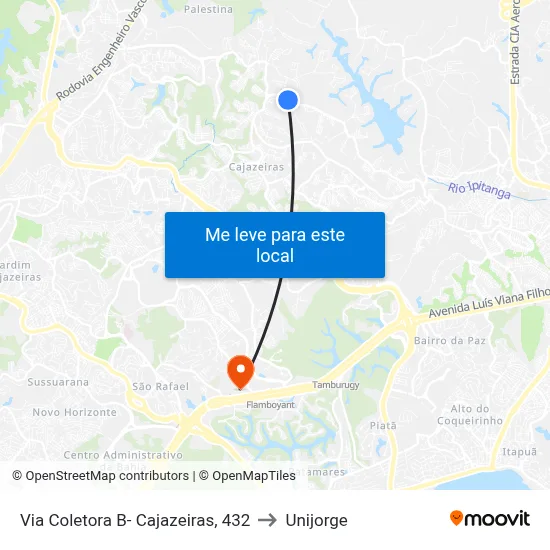Via Coletora B- Cajazeiras, 432 to Unijorge map