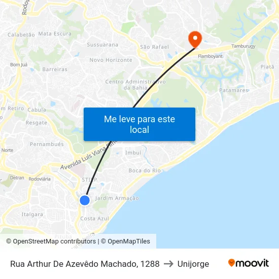 Rua Arthur De Azevêdo Machado, 1288 to Unijorge map