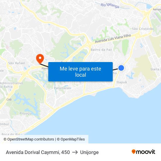 Avenida Dorival Caymmi, 450 to Unijorge map