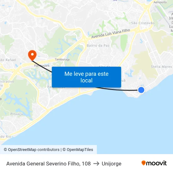 Avenida General Severino Filho, 108 to Unijorge map