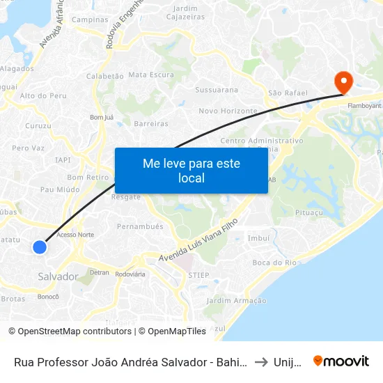 Rua Professor João Andréa Salvador - Bahia 40270 Brasil to Unijorge map