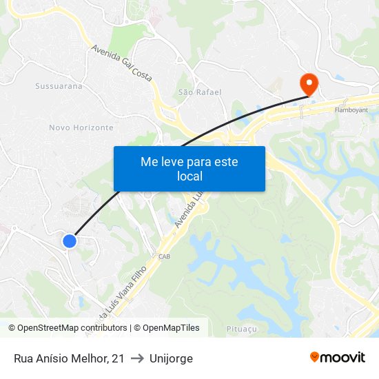 Rua Anísio Melhor, 21 to Unijorge map
