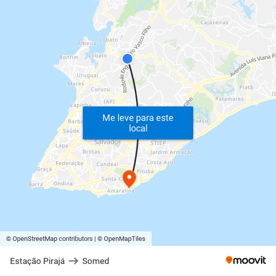Estação Pirajá to Somed map