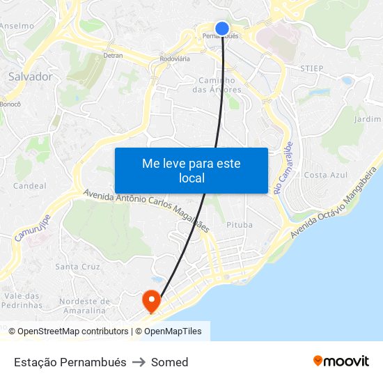 Estação Pernambués to Somed map