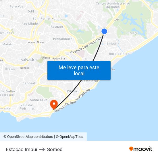Estação Imbuí to Somed map