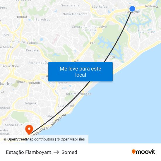 Estação Flamboyant to Somed map