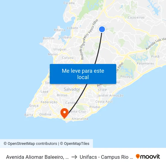 Avenida Aliomar Baleeiro, 147 | Assaí to Unifacs - Campus Rio Vermelho map