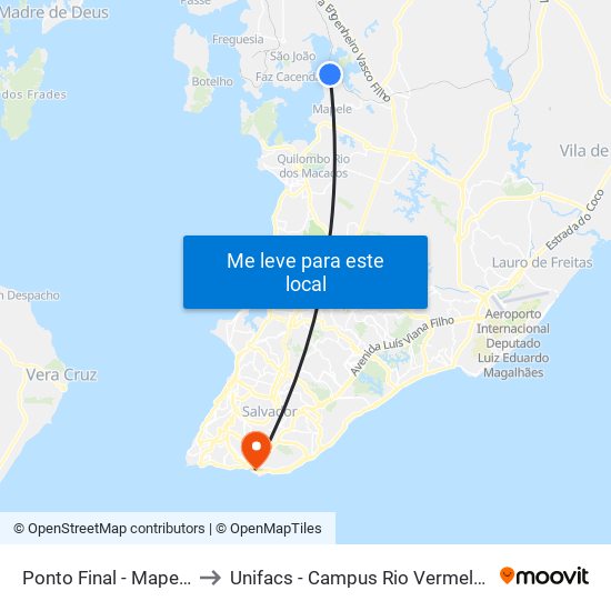 Ponto Final - Mapele to Unifacs - Campus Rio Vermelho map