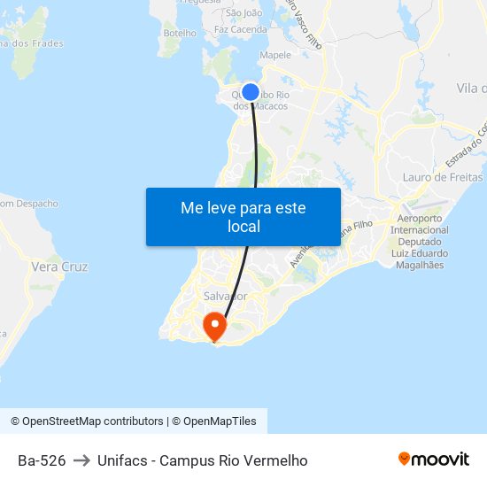 Ba-526 to Unifacs - Campus Rio Vermelho map