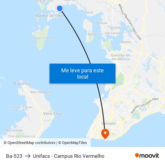 Ba-523 to Unifacs - Campus Rio Vermelho map