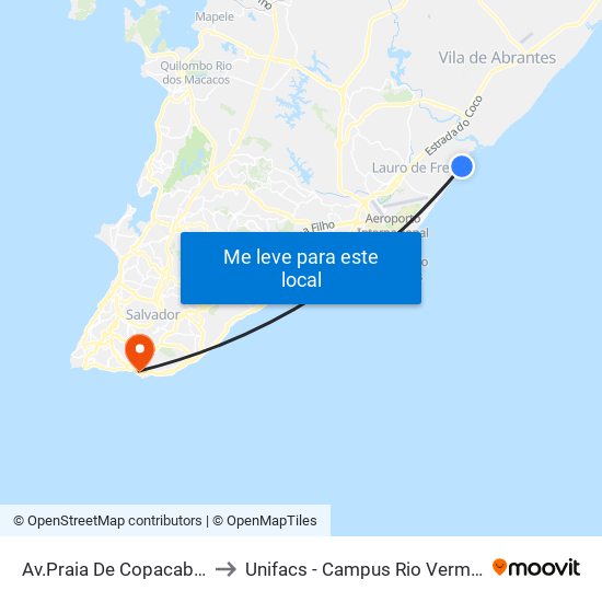 Av.Praia De Copacabana to Unifacs - Campus Rio Vermelho map