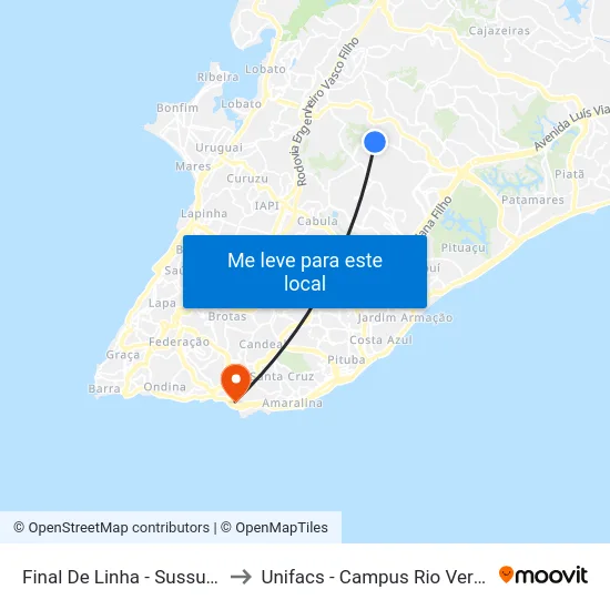 Final De Linha - Sussuarana to Unifacs - Campus Rio Vermelho map