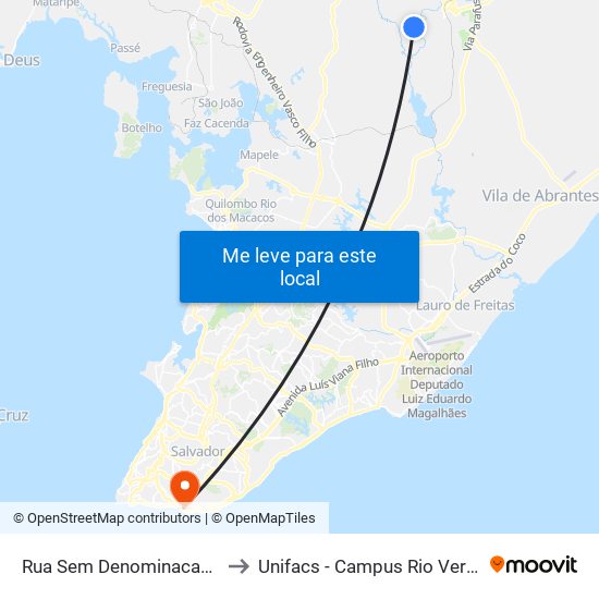 Rua Sem Denominacao, 344 to Unifacs - Campus Rio Vermelho map