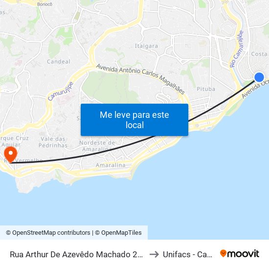 Rua Arthur De Azevêdo Machado 200-300 - Stiep Salvador - Ba 41770-790 Brasil to Unifacs - Campus Rio Vermelho map