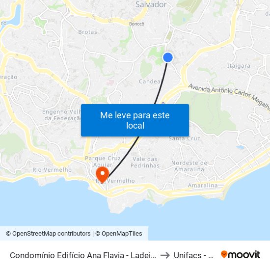 Condomínio Edifício Ana Flavia - Ladeira Da Cruz Da Redenção 258 - Brotas Salvador - Ba 40280-010 Brasil to Unifacs - Campus Rio Vermelho map