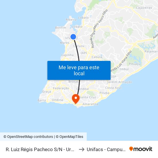 R. Luiz Régis Pacheco S/N - Uruguai Salvador - Ba Brasil to Unifacs - Campus Rio Vermelho map