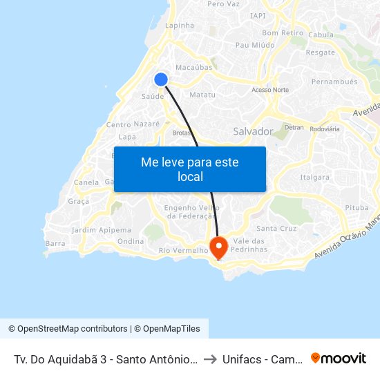 Tv. Do Aquidabã 3 - Santo Antônio Além Do Carmo Salvador - Ba Brasil to Unifacs - Campus Rio Vermelho map
