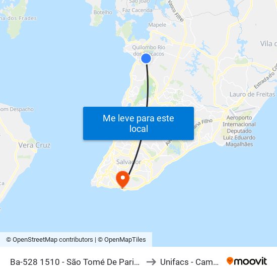 Ba-528 1510 - São Tomé De Paripe Salvador - Ba 40800-195 Brasil to Unifacs - Campus Rio Vermelho map